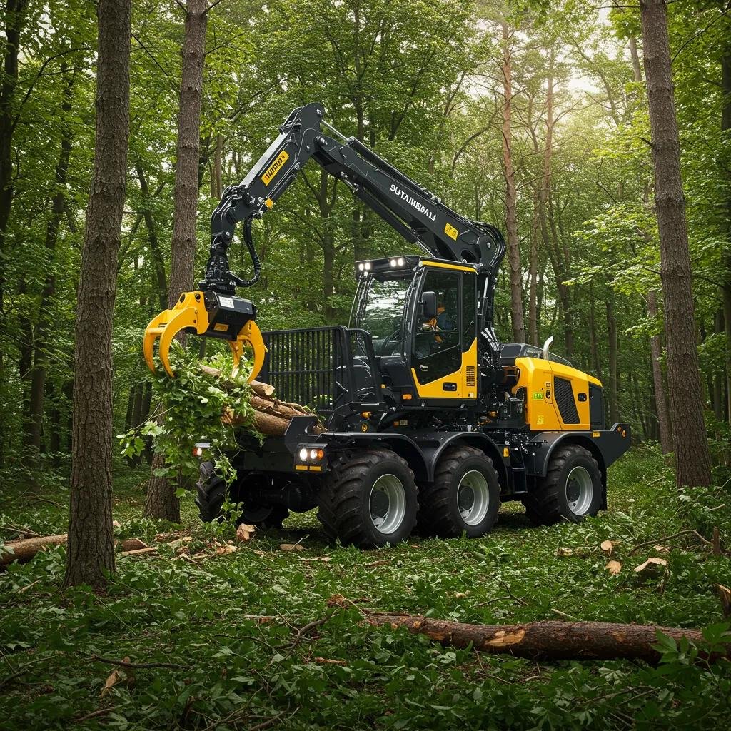 Sustainable grapple truck in a green environment, demonstrating eco-friendly tree removal